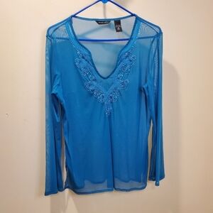 New York & Company 100% Nylon transparent blouse size M
